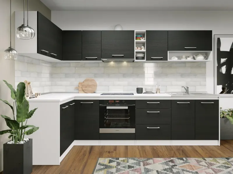Set Mobila Bucatarie Colt Mina 140*300 Alb/Ferrara - C29 — imaginea 2