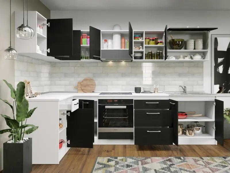 Set Mobila Bucatarie Colt Mina 140*300 Alb/Ferrara - C29 — imaginea 3