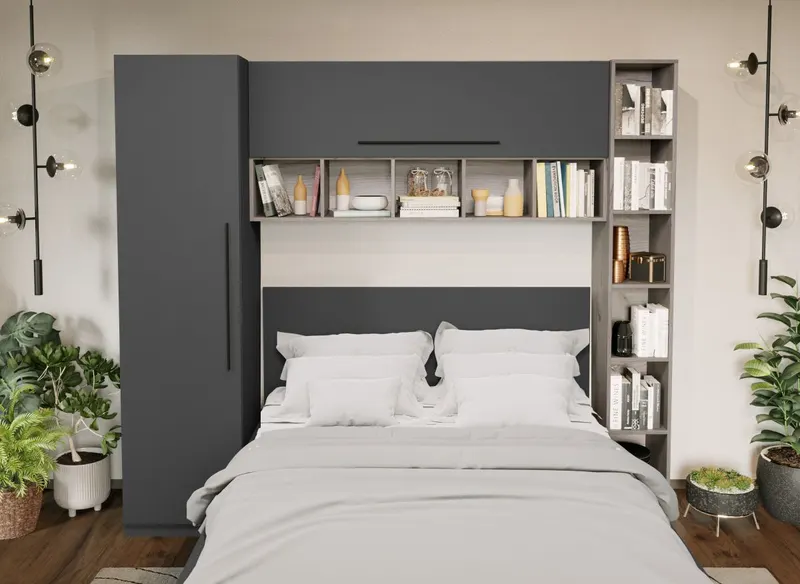 Set Mobila Dormitor Noce 2.33m cu pat incadrat — imaginea 2