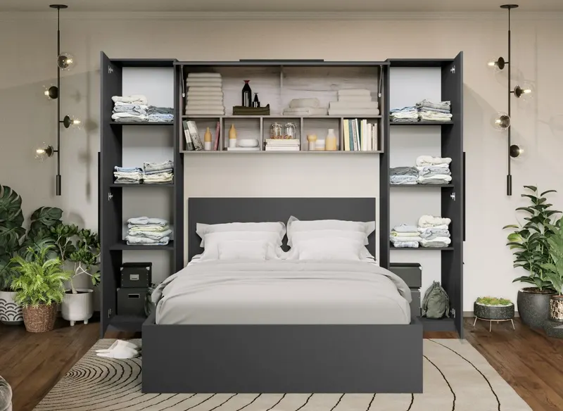 Set Mobila Dormitor Noce 2.56m cu pat incadrat — imaginea 3