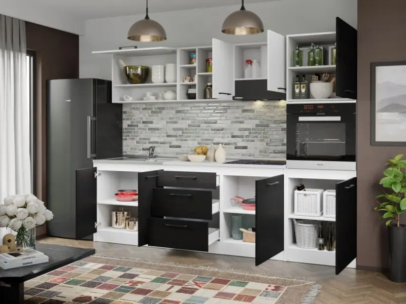 Set Mobila Bucatarie Mina Yang 260 Ferrara/Alb C176 — imaginea 3