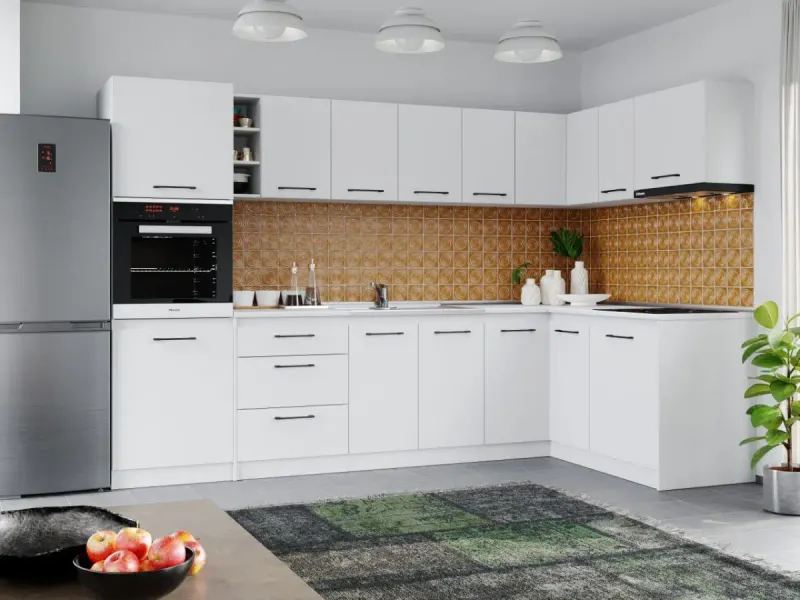 Set Mobila Bucatarie Colt Mina Pure 300*160 Alb C195