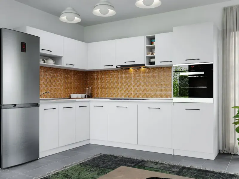 Set Mobila Bucatarie Colt Mina Pure 180*280 Alb C190