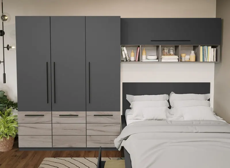 Set Mobila Dormitor Noce 3.05m cu pat incadrat — imaginea 2