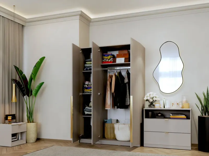 Dulap dormitor haine Bej/casmir 3U Auris — imaginea 2