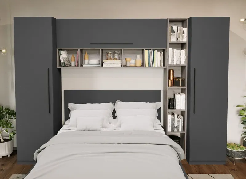 Set Mobila Dormitor Noce 2.84m cu pat incadrat — imaginea 2