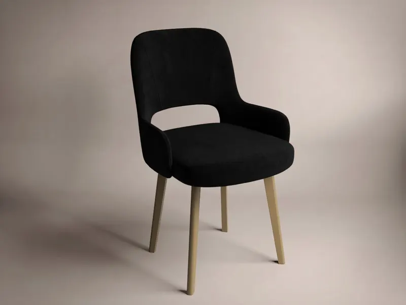 Scaun Berna Tapitat Catifea Negru Maro / Stejar