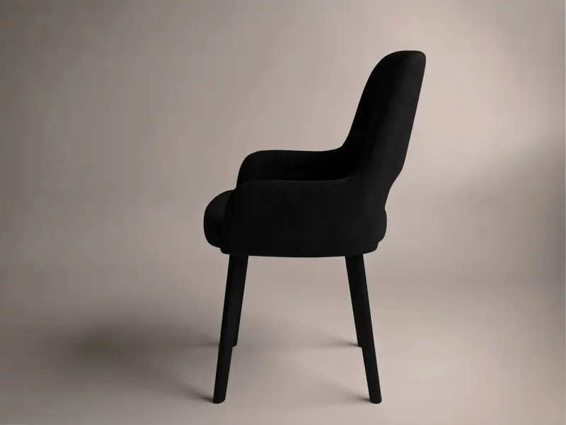 Scaun Berna Tapitat Catifea Negru Maro / Stejar — imaginea 3
