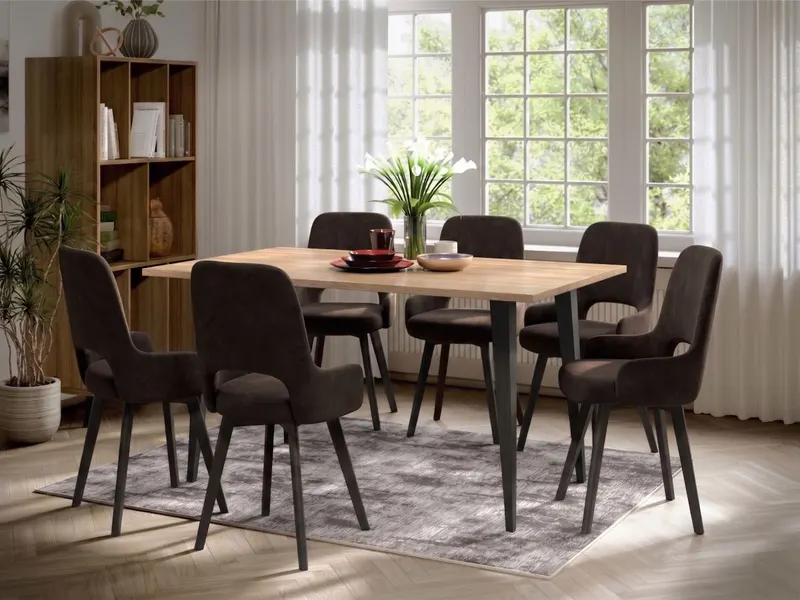 Set Masa Sorento + 6 Scaune Berna Catifea Maro