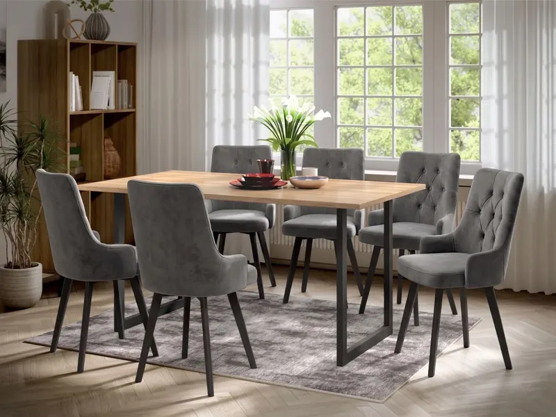 Set Masa Olive + 6 Scaune Talin Gri Antracit