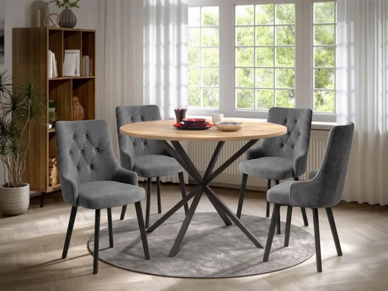 Set Masa Rotunda Spira + 4 Scaune Talin Gri Antracit