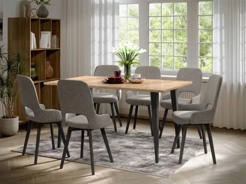 Set Masa Sorento + 6 Scaune Berna Gri Deschis