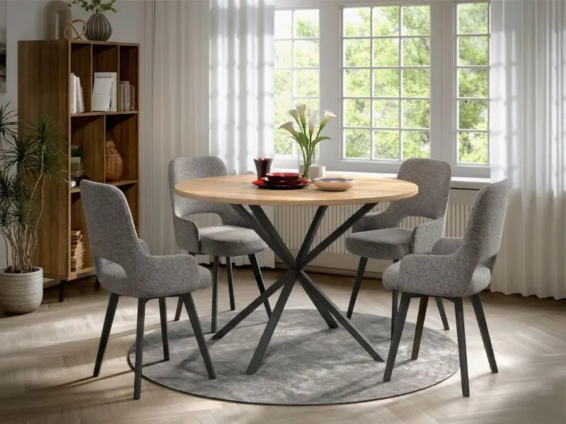 Set Masa Rotunda Spira + 4 Scaune Berna Gri Deschis