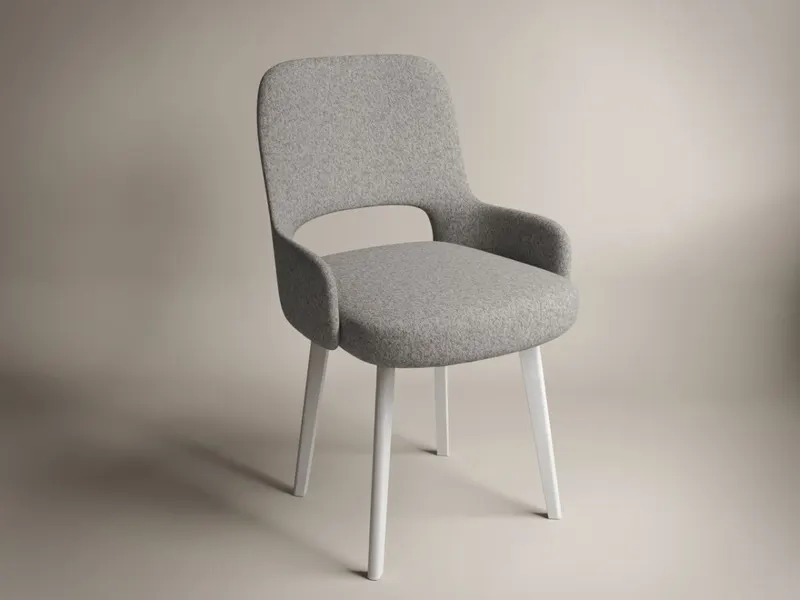 Scaun Berna Tapitat Gri Deschis Alb