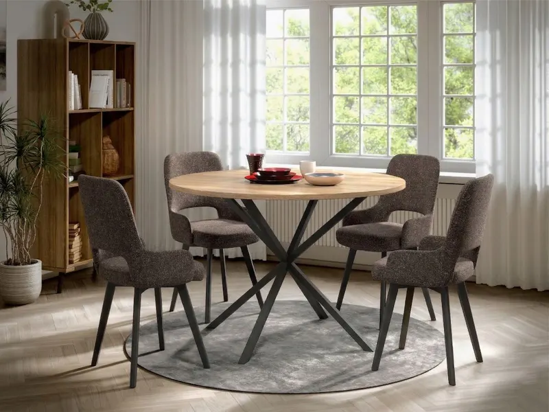 Set Masa Rotunda Spira + 4 Scaune Berna Cappuccino