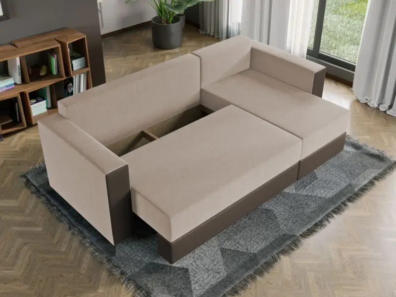 Coltar Extensibil Alfa Stofa Bej / Piele Maro — imaginea 3