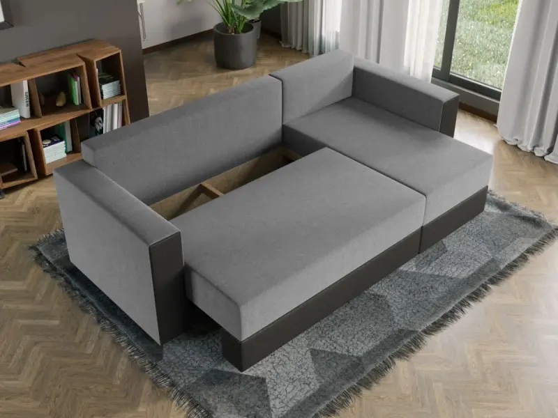 Coltar Extensibil Alfa Stofa Gri Deschis / Piele Gri — imaginea 3