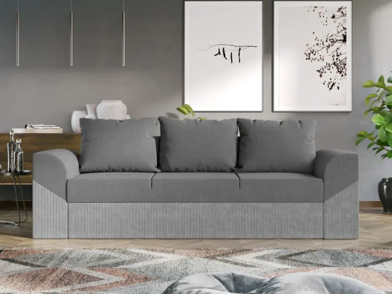 Canapea Extensibila Cali Catifea / Reiat Gri Deschis — imaginea 2