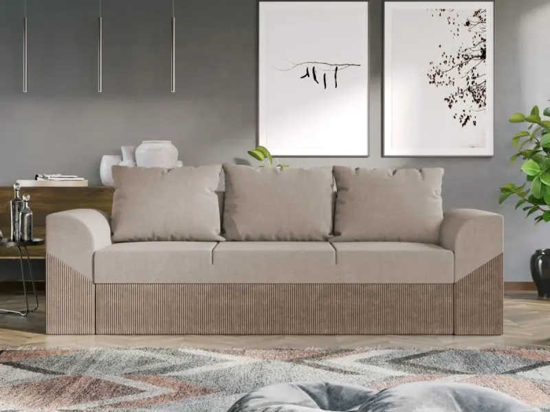 Canapea Extensibila Cali Catifea Bej / Reiat Cappuccino — imaginea 2