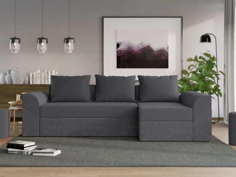 Coltar Extensibil Cali Catifea / Reiat Gri Inchis — imaginea 2