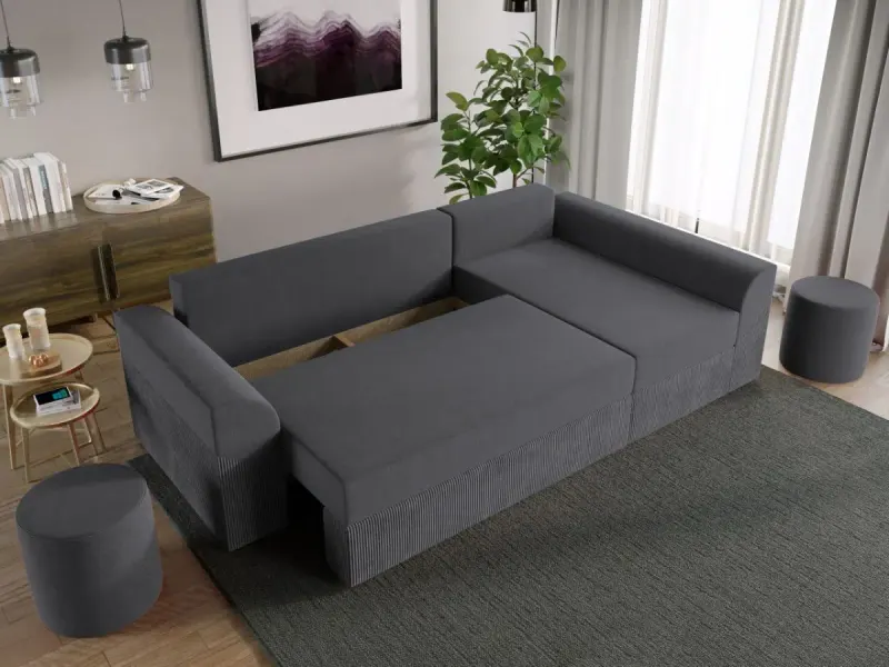 Coltar Extensibil Cali Catifea / Reiat Gri Inchis — imaginea 3