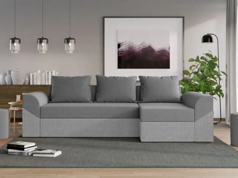 Coltar Extensibil Cali Catifea / Reiat Gri Deschis — imaginea 2