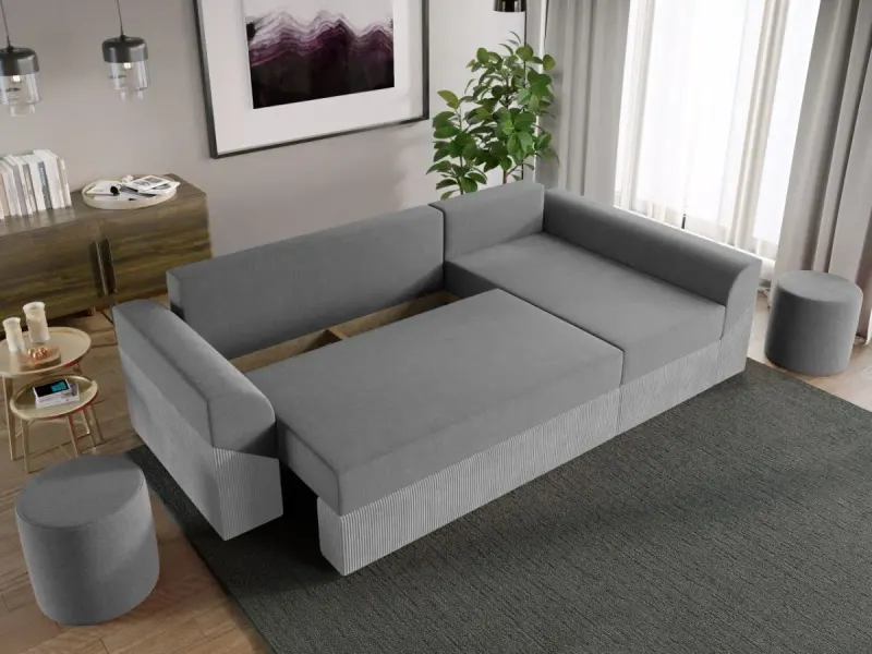Coltar Extensibil Cali Catifea / Reiat Gri Deschis — imaginea 3