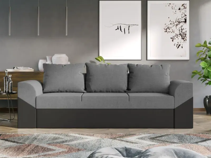 Canapea Extensibila Cali Stofa Gri Deschis / Piele Gri — imaginea 2