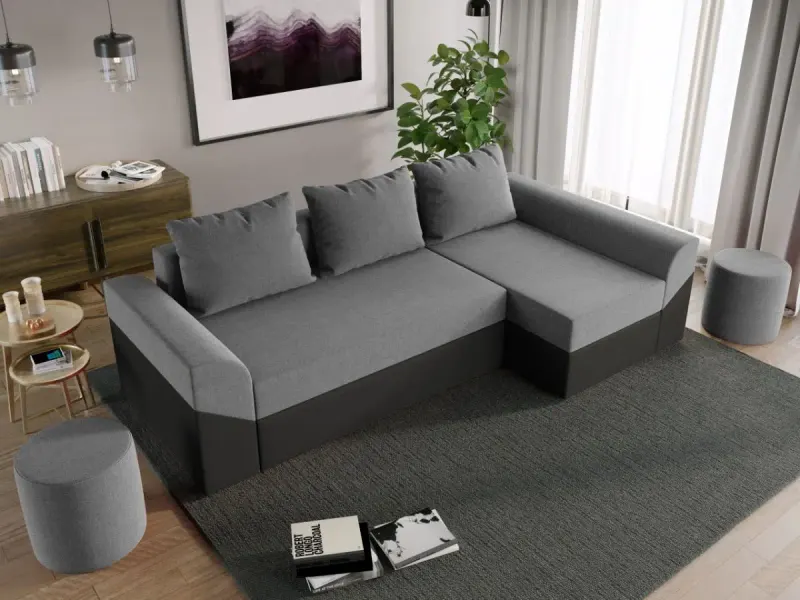 Coltar Extensibil Cali Stofa Gri Deschis / Piele Gri
