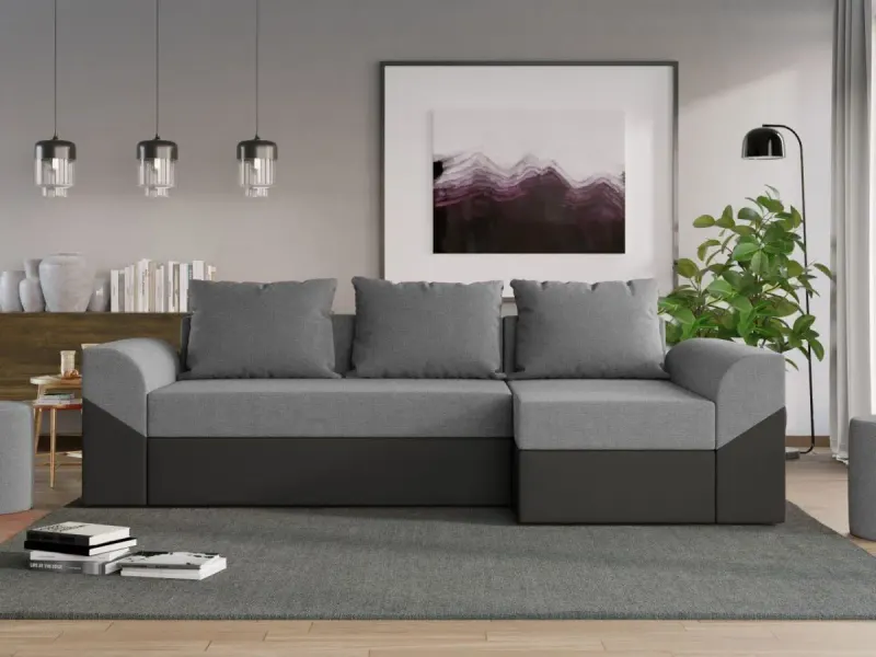 Coltar Extensibil Cali Stofa Gri Deschis / Piele Gri — imaginea 2
