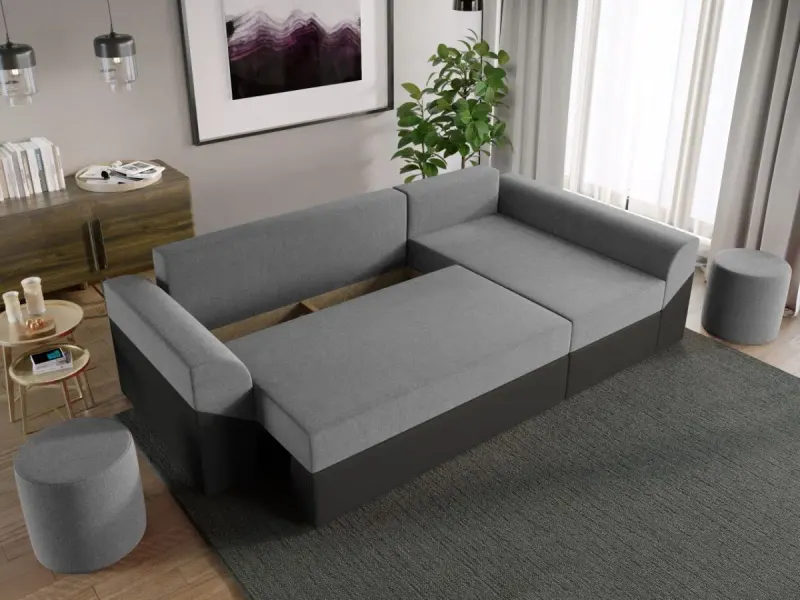 Coltar Extensibil Cali Stofa Gri Deschis / Piele Gri — imaginea 3