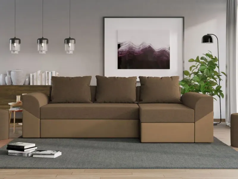 Coltar Extensibil Cali Stofa Maro / Piele Cappuccino — imaginea 2
