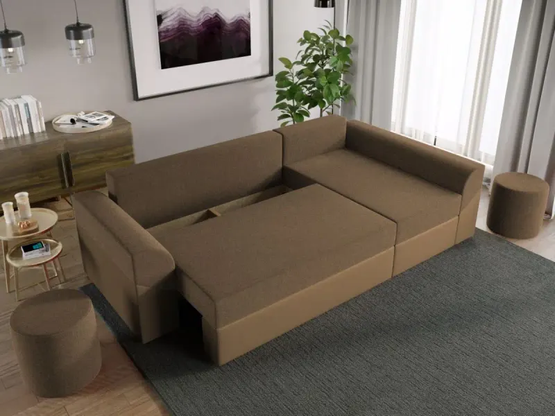 Coltar Extensibil Cali Stofa Maro / Piele Cappuccino — imaginea 3