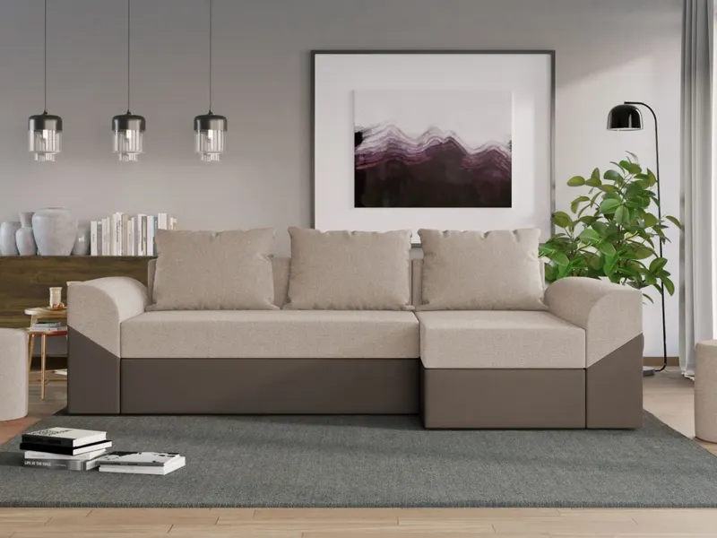 Coltar Extensibil Cali Stofa Bej / Piele Maro — imaginea 2