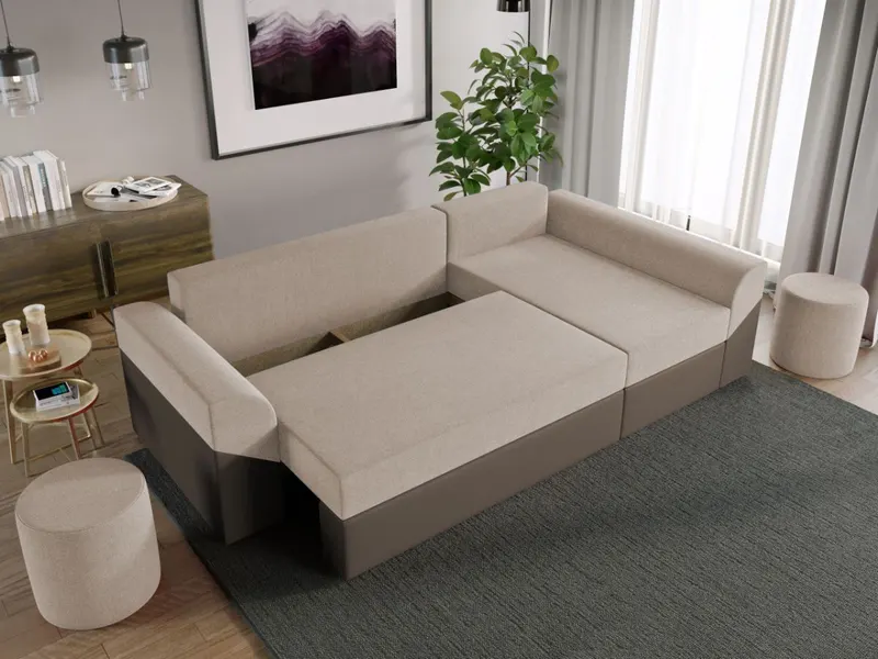 Coltar Extensibil Cali Stofa Bej / Piele Maro — imaginea 3