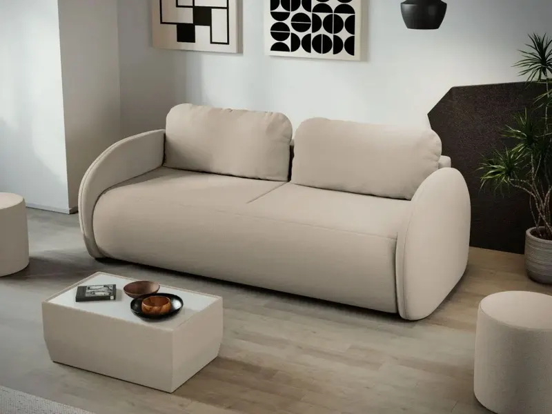 Canapea Ovelis 3 locuri extensibila crem