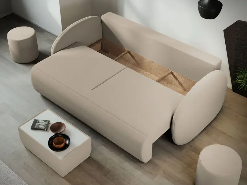 Canapea Ovelis 3 locuri extensibila crem — imaginea 3