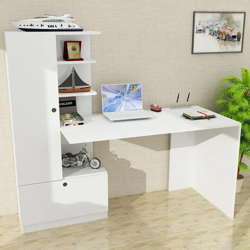 Birou Domingos cu 2 usi rafturi, Alb, 120x61.8x73.8 cm - Alb
