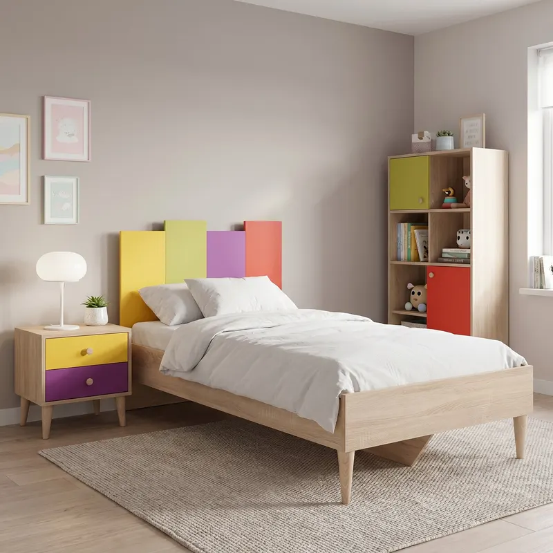 Pat de o persoană KRY-920-SX-2 Home Collection® Rainbow, Multicolor, 105x106x206 cm - Multicolor