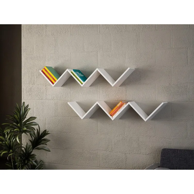 Raft de perete Blo, Alb, 129x25x22 cm - Alb