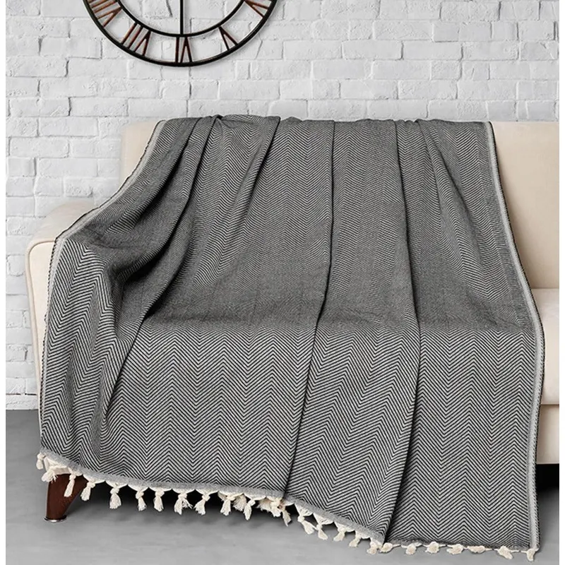Patura Chenille, Alb Negru, 170x230 cm - Negru