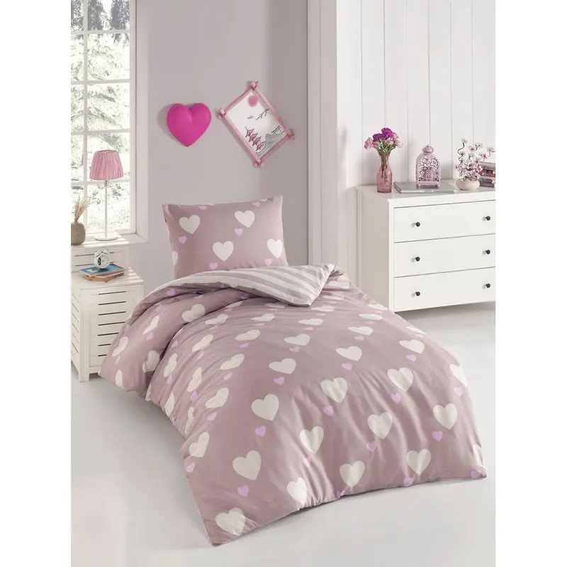Set Lenjerie de pat single - Roz