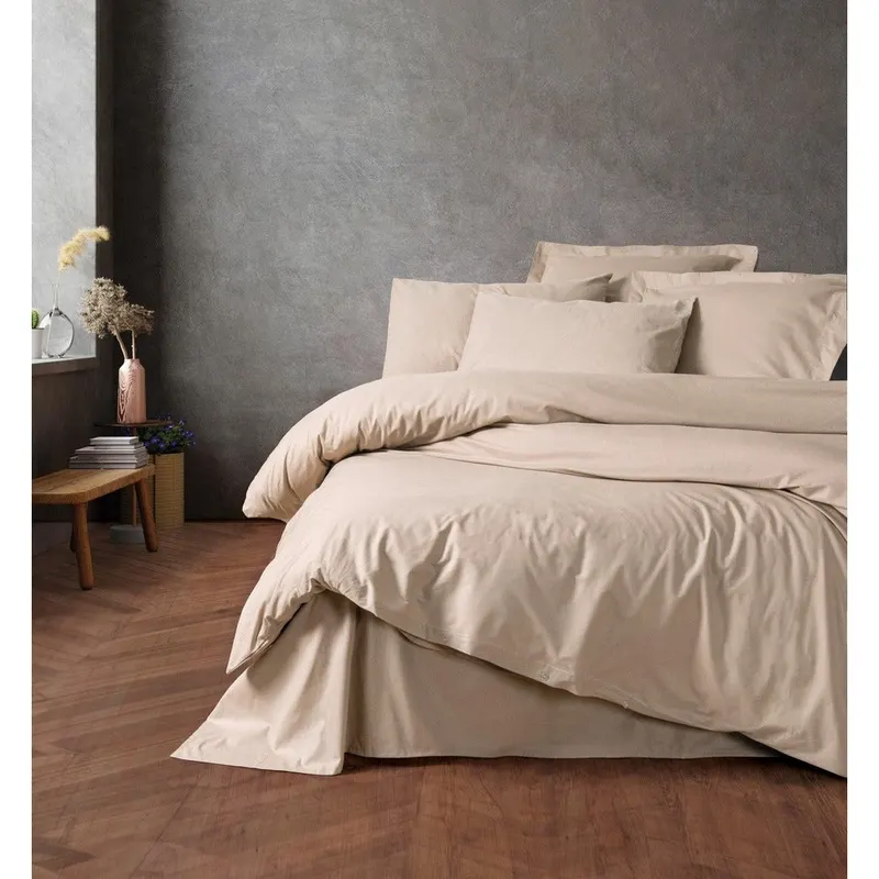 Set Lenjerie pat double Cream, Ranforce, 200x220 cm - Bej