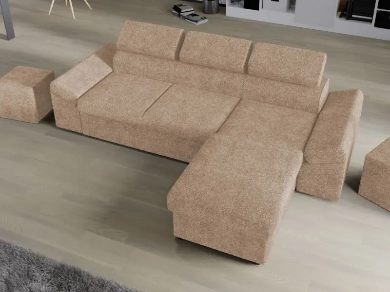 Coltar Extensibil Jamaica Plusat Bej — imaginea 2