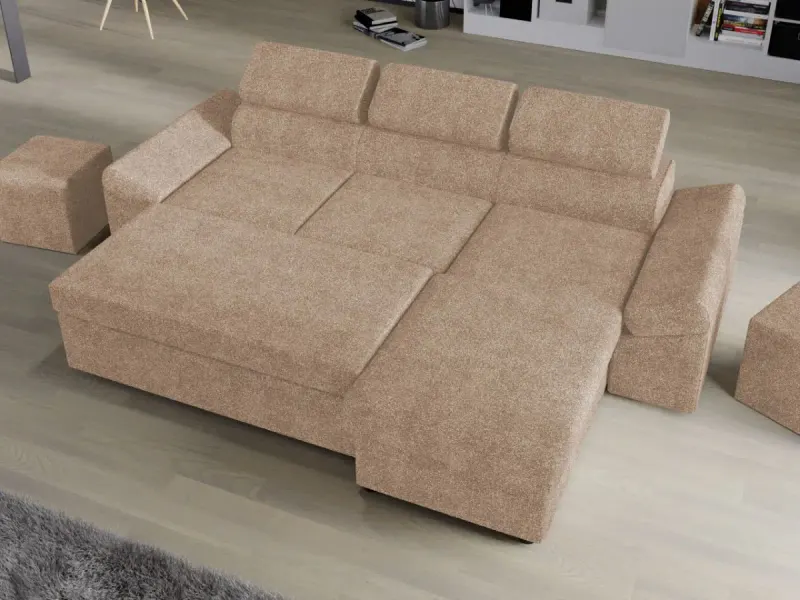Coltar Extensibil Jamaica Plusat Bej — imaginea 3