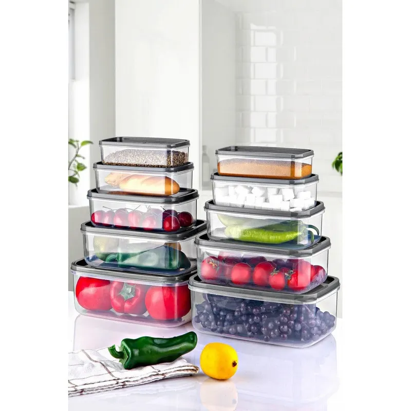 Set cutie de depozitare, Transparent, Multicolor, 15x8x23 cm - Multicolor