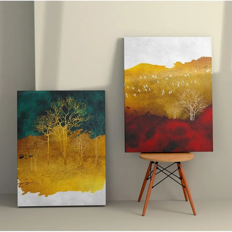 Tablou Canvas (2 bucăți) 2KNV4281, Multicolor, 110x70 cm - Multicolor