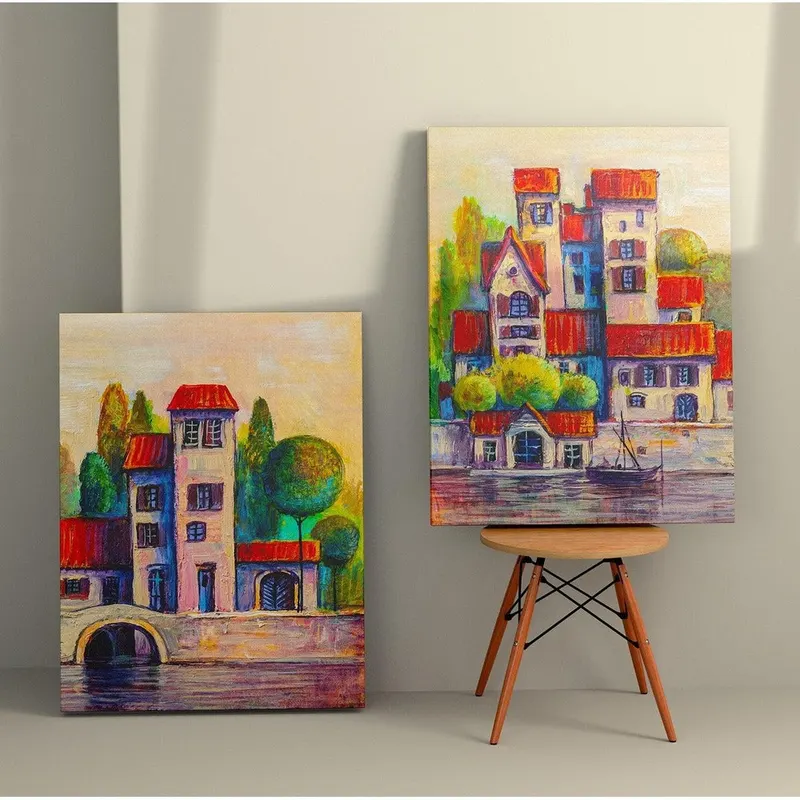 Tablou Canvas (2 bucăți) 2KNV4243, Multicolor, 110x70 cm - Multicolor