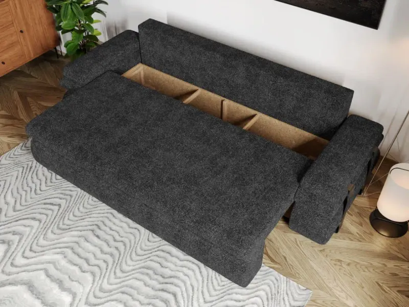 Canapea Extensibila Molly Plusata Gri Inchis — imaginea 3