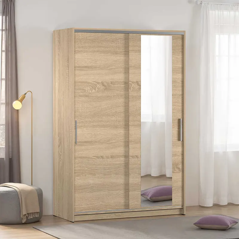 Dulap Haine SWD-512-BB-2 Home Collection® Elit Mediu, 2 usi glisante cu oglinda, Alb - Natur - Sonoma, 120x182x52 cm - Sonoma